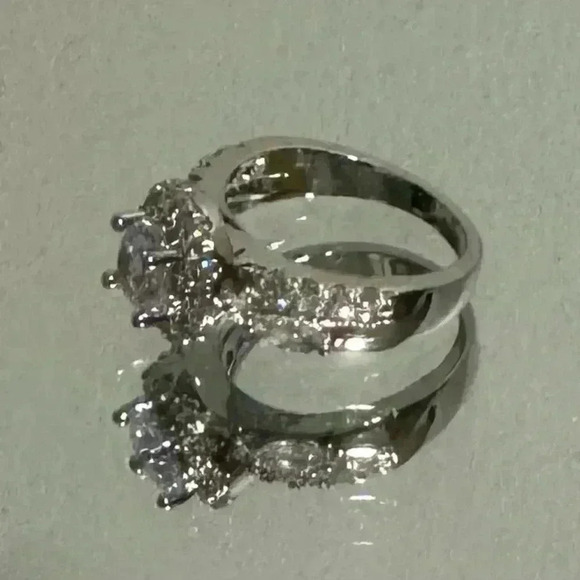 FREE 🆕 Piatella ring,1/2 carat cut, side accents, 14k white gold plated … - Picture 2 of 13